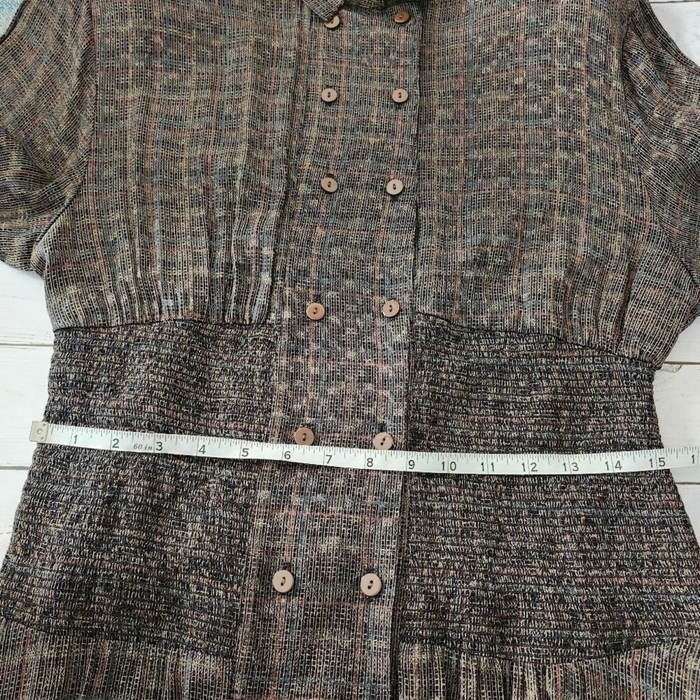 Vintage Jackie Bernard for Eklektic Long-Sleeved Button-Down Midi Dress Size 10 - Picture 12 of 13